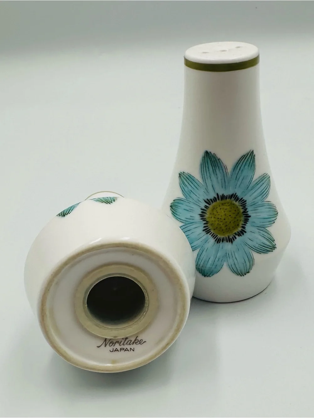 Blue Floral Ceramic Salt and Pepper Shakers - Set of 2
